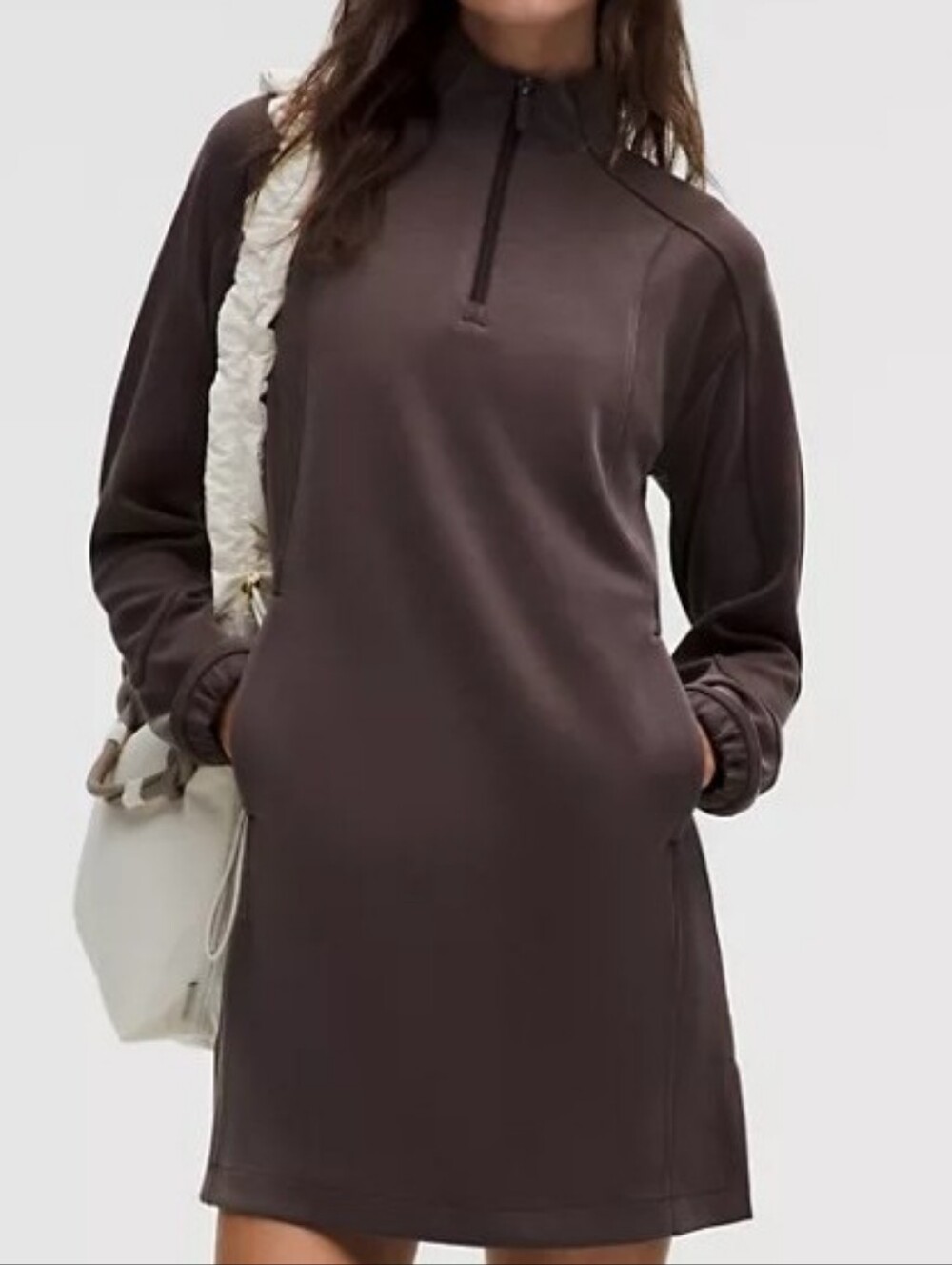 Lululemon  Brown Half-Zip Long Sleeve Dress, XL